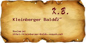 Kleinberger Baldó névjegykártya